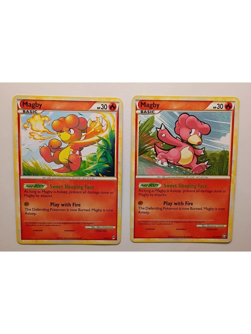 Pokemon TCG Magby non Holo 46/95 2011 & Magby 41/103 2010 (2)